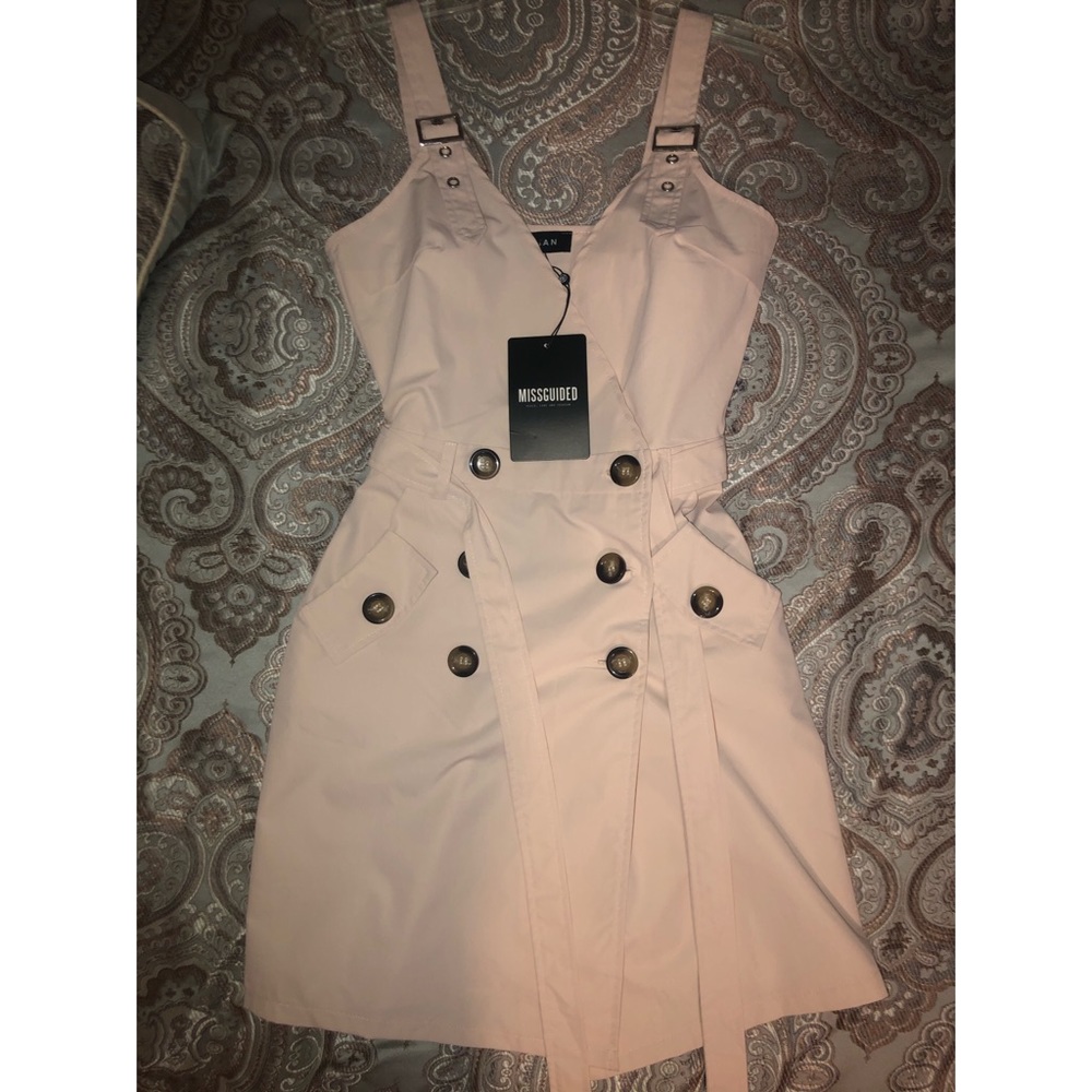 Beige Buckle Wrap Front Mini Dress Missguided